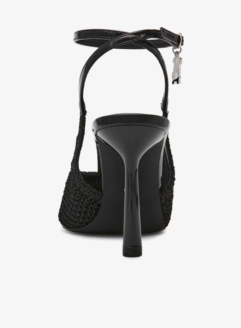 ستيف مادن أحذية بكعب معدنية بتفاصيل جلد صناعي كروشيه - Image 3